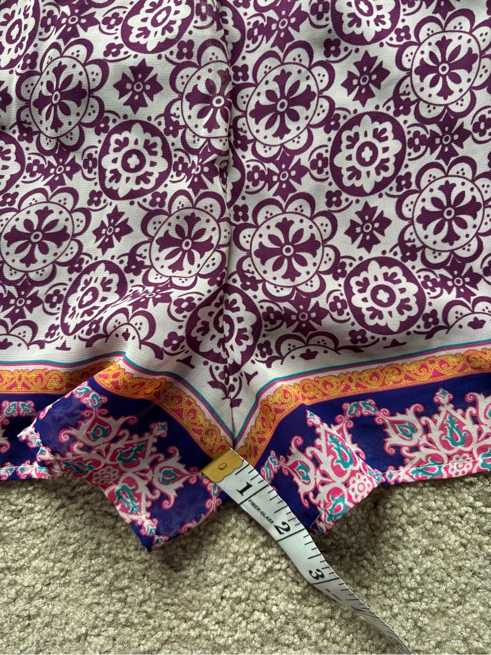 Xhilaration Purple Floral Print Romper with Orange Border - Boho, Indie - Picture 14 of 14